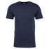 A navy blue men's crew neck t-shirt made from CVC fabric, featuring short sleeves and a simple design.