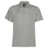 A light grey men's polo shirt with a classic collar, three buttons, and a logo on the label.