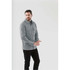 A grey fleece shacket with a collared neckline, button-up front, and two chest pockets.