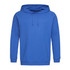 Unisex hooded sweatshirt in vibrant blue, featuring a drawstring hood and ribbed cuffs. Includes a logo.