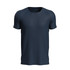 A navy blue men's active sports T-shirt with a round neck and short sleeves, featuring a logo.