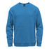 A blue crew neck fleece jumper with long sleeves and a regular fit. It features a simple design and a logo.