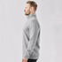 A grey men's pullover with a 1/4 zip and a stand-up collar, featuring a logo on the chest.