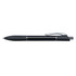 A sleek metal pen with a black finish and textured grip, designed for comfortable writing.