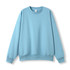 A light blue oversized crew neck fleece jumper with long sleeves and a relaxed fit. It features a logo.