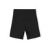 Black high rise legging shorts with a smooth waistband and a simple design. Features a logo on the waistband.