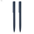 A navy blue metal pen gift set featuring two sleek pens, each with a stylish design and a logo.