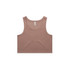 A cropped singlet in a soft brown colour with a round neckline and a label, featuring a logo.