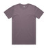 A plain, faded purple T-shirt with a crew neck and short sleeves, featuring a small logo on the label.
