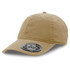 A khaki cap with a curved brim and a logo on the front. Suitable for casual wear.