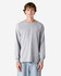 A unisex long sleeve t-shirt in light grey, featuring a round neckline and a simple design. It has a logo on it.