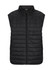 A black puffer vest for men featuring a zip front and two side pockets, with a collar and logo.