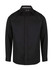 A black long sleeve button-up shirt featuring a classic collar and front buttons. It has a logo on the label.
