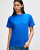 A blue heavyweight cotton unisex T-shirt displayed on a model against a plain background. It has a logo.
