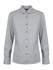 A long sleeve button-up shirt in light grey with a collar and buttons down the front, featuring a brand logo.