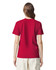 A red adult heavyweight t-shirt displayed from the back, featuring a simple design and short sleeves.