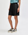 Unisex black pique gym shorts featuring an elastic waistband, drawstring, and side pockets.