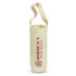 A cotton wine tote bag in cream with a single shoulder strap and a logo.