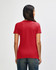 A red Gildan Softstyle ladies' t-shirt, viewed from the back, with a fitted design and short sleeves.