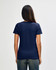 A navy blue Gildan Softstyle ladies' v-neck t-shirt, viewed from the back, featuring a plain design and fitted silhouette.