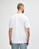 A white midweight T-shirt from Gildan, featuring a simple design and a logo, shown from the back.