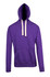 A purple mens brushed heavy fleece hoodie with a front pocket and contrasting drawstring. Features a logo.