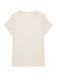 A cream-coloured ladies' t-shirt with a classic crew neckline and short sleeves, featuring a logo.