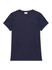 A navy ladies' t-shirt featuring a classic crew neckline and short sleeves, with a small logo.