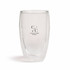 A drink bottle with a clear double wall design, featuring a logo. Ideal for beverages.