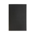 A black notebook with a simple cover, featuring stitching along the spine. Ideal for writing and note-taking.