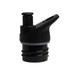 A drink bottle lid in black, featuring a spout and an internal rubber seal for a secure fit.