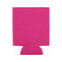 A pink stubby cooler with stitched edges, designed for holding drink bottles. It features a logo or branding.