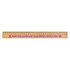 A bamboo 30cm ruler featuring a logo and red star accents. Wood finish with measurement markings in black.