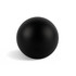 A black Hi Bounce Ball with a smooth, matte finish, featuring a logo on its surface.
