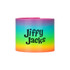 A brightly coloured rainbow spring toy featuring a gradient from pink to purple to green and yellow, with a logo.