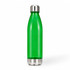 A green drink bottle with a stainless steel bottom and cap, featuring a sleek, modern design.
