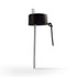 A drink bottle cap for the Zara 1 Litre Steel Bottle, featuring a sleek black design and a metal straw attachment.