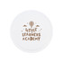 A round white promotional item featuring the text "Little Learners Academy" in brown with a hot air balloon and stars.