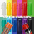 A drink bottle collection featuring various colours including white, yellow, pink, green, blue, and black, with branding.