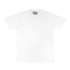 A white essential tee with a round neckline and short sleeves, featuring a logo on the inner label.