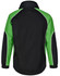 A black and green men's contrast jacket featuring a collar and sporty design, with a logo on the back.