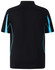 A men's polo shirt featuring a navy blue base with turquoise accents and a collar. Includes a brand logo.