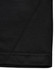 A close-up view of the hem of a black polo shirt, featuring subtle stitching details and a logo.