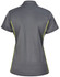 A grey ladies' polo shirt with short sleeves and contrasting yellow accents, featuring a logo.