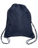 A navy blue swim backpack with drawstring closures and shoulder straps. It features a simple design and a logo.