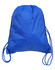 A blue swim backpack with drawstring closure and matching cords, featuring a logo on the front.