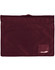 A maroon satchel with a textured surface and a small patch. It has a top opening and no visible logos.