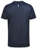 A men's short-sleeve performance tee in navy blue, featuring a logo on the back. Lightweight design suitable for activewear.