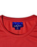 A close-up of a red men's ultra-lightweight performance short-sleeve tee with a branding label on the neckline.