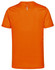 An orange short-sleeve performance t-shirt with a reflective detail at the back and a logo.